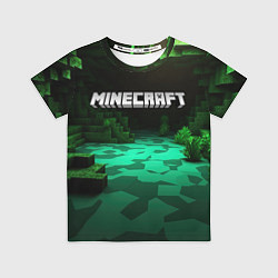 Футболка детская Minecraft logo зеленый яркий мир, цвет: 3D-принт
