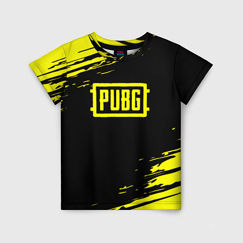 Детская футболка Pubg текстура краски жёлтые / 3D-принт – фото 1