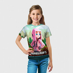 Футболка детская Персонаж Minecraft девушка в пиксельном мире, цвет: 3D-принт — фото 2