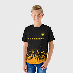 Футболка детская AEK Athens - gold gradient посередине, цвет: 3D-принт — фото 2