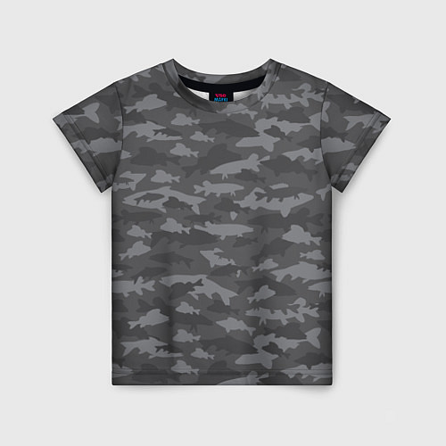 Детская футболка Тёмный камуфляж из рыб / 3D-принт – фото 1