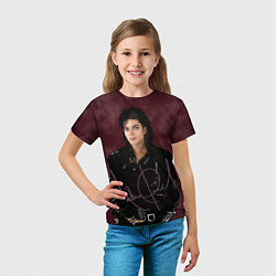 Футболка детская Michael Jackson на бордовом фоне, цвет: 3D-принт — фото 2