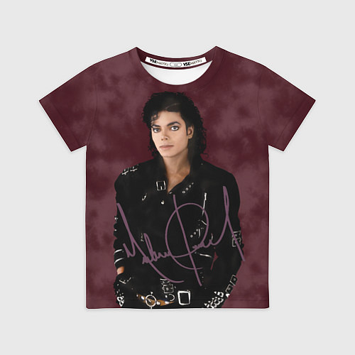Детская футболка Michael Jackson на бордовом фоне / 3D-принт – фото 1