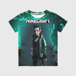 Футболка детская Minecraft cyberpunk green neon, цвет: 3D-принт