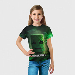Футболка детская Minecraft зеленая голова, цвет: 3D-принт — фото 2