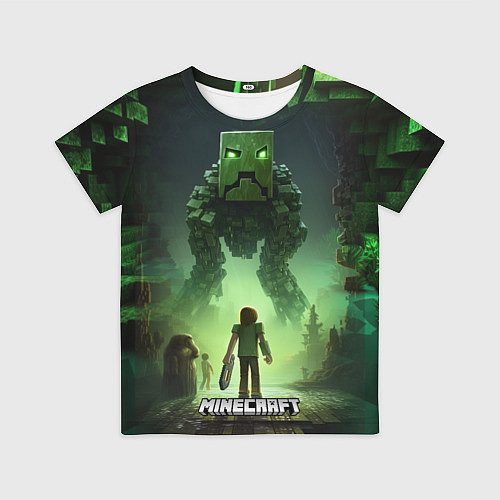 Детская футболка Minecraft зеленый монстр с яркими глазами / 3D-принт – фото 1