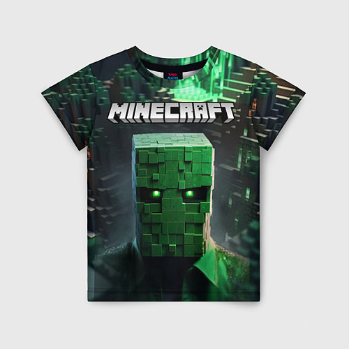 Детская футболка Minecraft зеленый персонаж каменные джунгли / 3D-принт – фото 1
