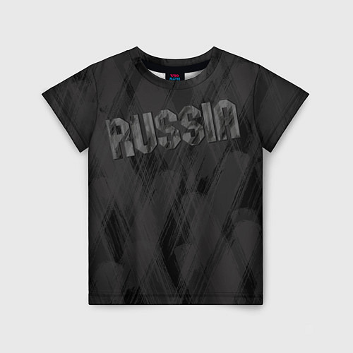 Детская футболка Russia темно серая надпись / 3D-принт – фото 1