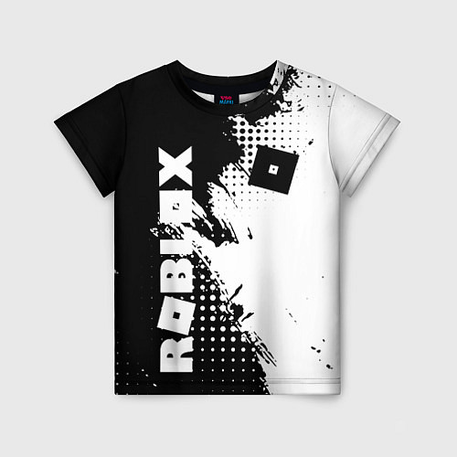 Детская футболка Роблокс - черно-белая абстракция / 3D-принт – фото 1