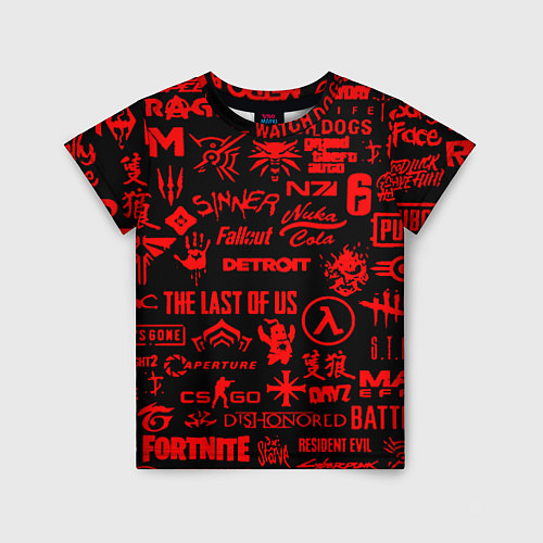 Детская футболка Логотипы популярных игр pattern / 3D-принт – фото 1
