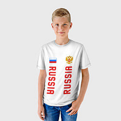 Футболка детская Россия три полоски на белом фоне, цвет: 3D-принт — фото 2