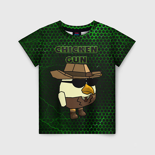 Детская футболка Chicken gun green / 3D-принт – фото 1