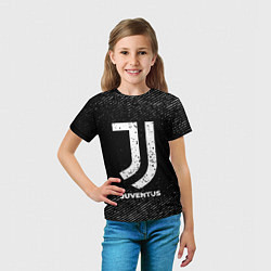 Футболка детская Juventus с потертостями на темном фоне, цвет: 3D-принт — фото 2