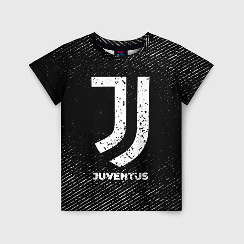 Детская футболка Juventus с потертостями на темном фоне / 3D-принт – фото 1