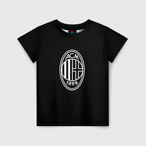 Детская футболка Milan fc белое лого / 3D-принт – фото 1