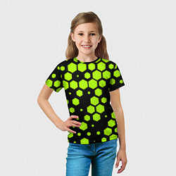Футболка детская Зеленые соты киберпанк, цвет: 3D-принт — фото 2