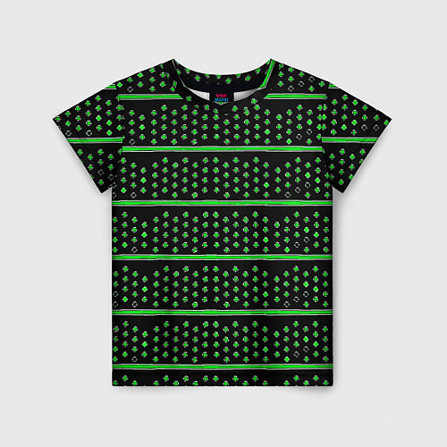 Детская футболка Зелёные круги и полосы / 3D-принт – фото 1