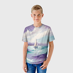 Футболка детская Яхта идущая по волнам, цвет: 3D-принт — фото 2