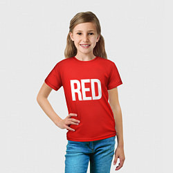 Футболка детская Клубнично-красный со словом red, цвет: 3D-принт — фото 2
