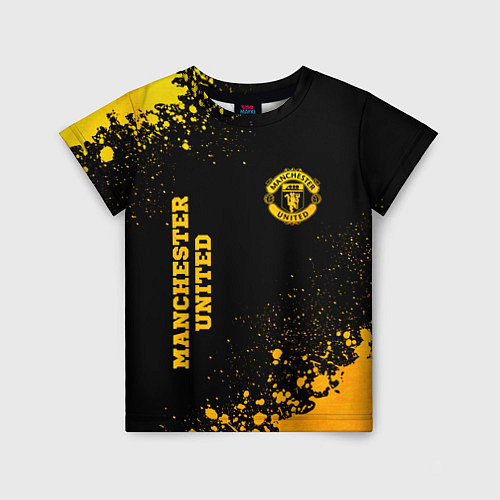 Детская футболка Manchester United - gold gradient вертикально / 3D-принт – фото 1