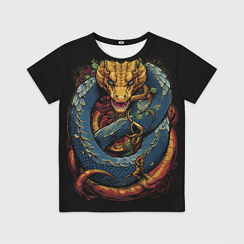 Детская футболка Желто-синий дракон муай-тай / 3D-принт – фото 1