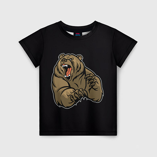 Детская футболка Бурый медведь злится / 3D-принт – фото 1