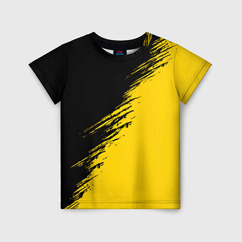 Детская футболка Черные штрихи на желтом фоне / 3D-принт – фото 1