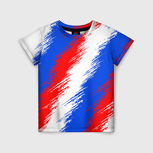 Детская футболка Триколор штрихи красок / 3D-принт – фото 1