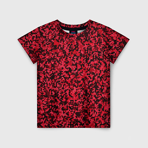 Детская футболка Тёмно-красный паттерн пятнистый / 3D-принт – фото 1