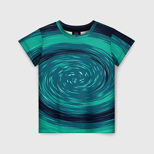 Детская футболка Сине-зелёный спираль / 3D-принт – фото 1