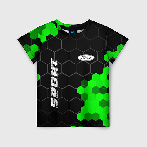 Детская футболка Ford green sport hexagon / 3D-принт – фото 1