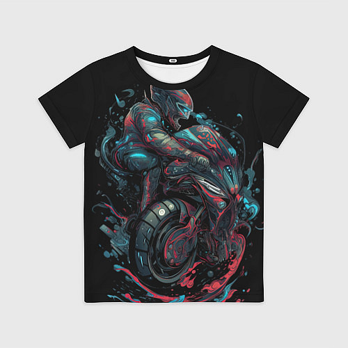 Детская футболка Мотоцикл будущего в стиле киберпанк / 3D-принт – фото 1