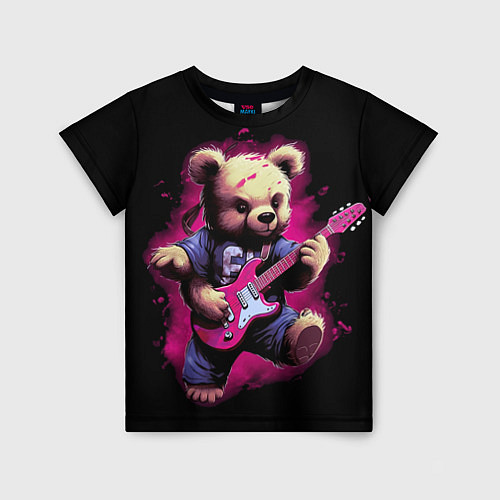 Детская футболка Плюшевый медведь музыкант с гитарой / 3D-принт – фото 1
