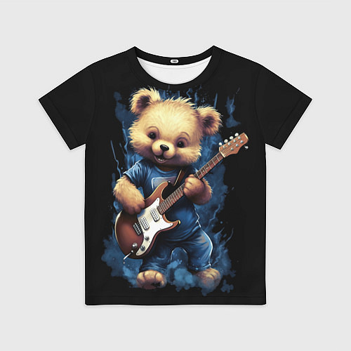 Детская футболка Плюшевый медведь музыкант с гитарой / 3D-принт – фото 1