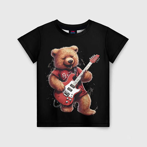 Детская футболка Большой плюшевый медведь играет на гитаре / 3D-принт – фото 1