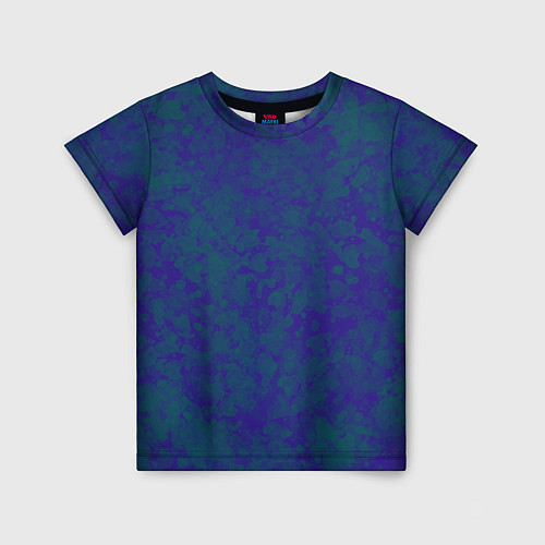 Детская футболка Камуфляж синий с зелеными пятнами / 3D-принт – фото 1