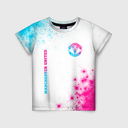 Детская футболка Manchester United neon gradient style вертикально