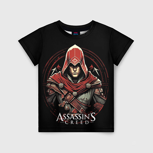 Детская футболка Assassins creed в красном капюшоне / 3D-принт – фото 1