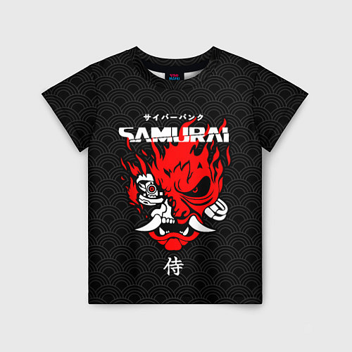 Детская футболка Киберпанк 2077 - логотип самурая / 3D-принт – фото 1