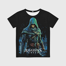 Футболка детская Assassins creed персонаж нарисован на черном, цвет: 3D-принт