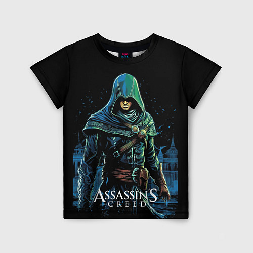 Детская футболка Assassins creed персонаж нарисован на черном / 3D-принт – фото 1