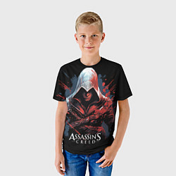 Футболка детская Assassins creed красная краска, цвет: 3D-принт — фото 2