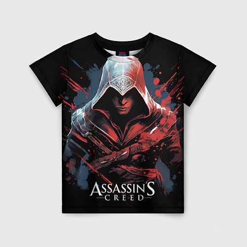 Детская футболка Assassins creed красная краска / 3D-принт – фото 1