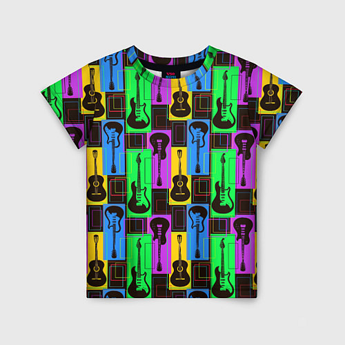 Детская футболка Красочные гитары / 3D-принт – фото 1