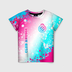 Футболка детская Club Brugge neon gradient style вертикально, цвет: 3D-принт