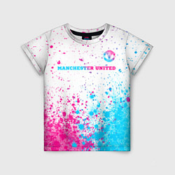 Футболка детская Manchester United neon gradient style посередине, цвет: 3D-принт