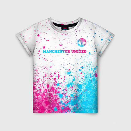 Детская футболка Manchester United neon gradient style посередине / 3D-принт – фото 1