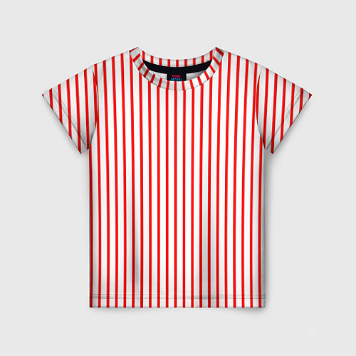 Детская футболка Белый в красную полоску / 3D-принт – фото 1