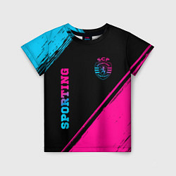 Футболка детская Sporting - neon gradient вертикально, цвет: 3D-принт