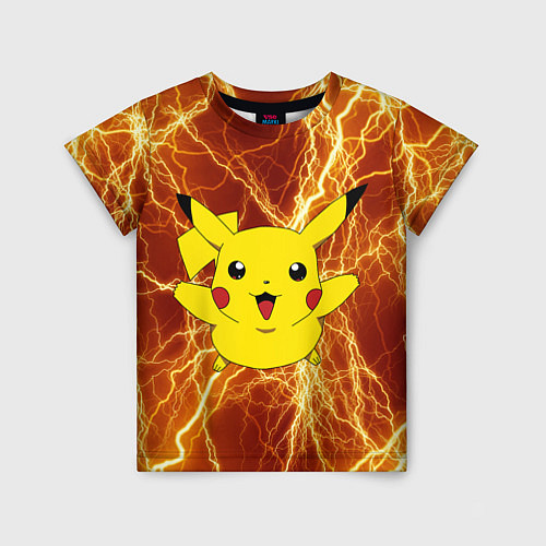 Детская футболка Pikachu yellow lightning / 3D-принт – фото 1